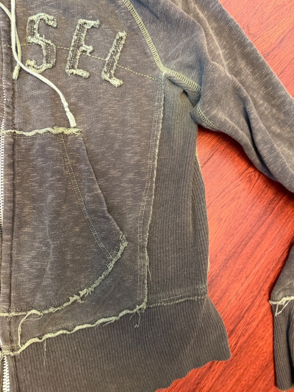 Diesel vintage Olive/Light Green Distressed Zip Hoodie - Picture 6 of 14